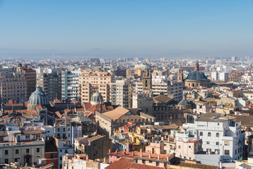 Fototapeta na wymiar Valencia - Aerial view of valencia including la lonja and central market 