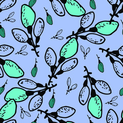 Seamless pattern of the branches. Vector drawing drawn by hand. For the design of covers, fabrics, things, textiles, posters.