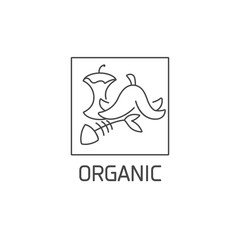 Vector logo, badge and icon for natural and organic waste. Biodegradable product sign design. Symbol of sorting garbages.