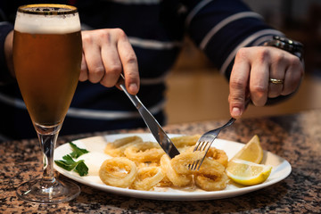 Delicious Roman squid typical of Spain