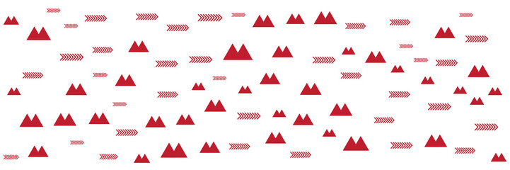Red mountain arrow memphis pattern background for wide banner