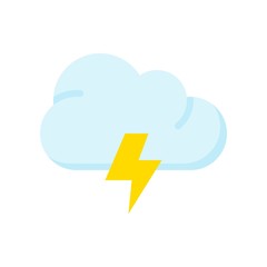 climate related clouds with electric shock or thunderbolt vector in flat style,