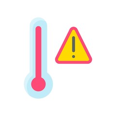 climate related thermometer with stop or warning sign vectorin flat style,