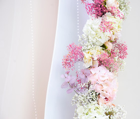 Pink and white hydrangea wedding decorations