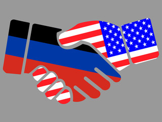 Donetsk Peoples Republic and USA flags Handshake vector