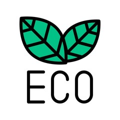 environment related written text with leafs vector with editable stroke,