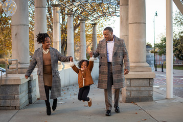 African American family playing