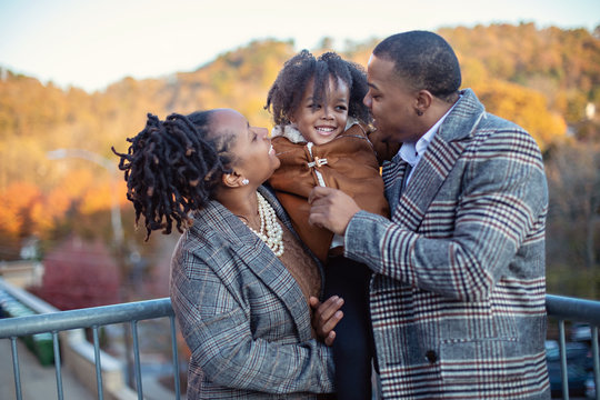 African American family playing