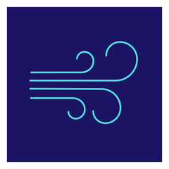 Modern icon illustration of wind on blue backdrop. Blue background. Vector icon. Graphic vector art. Simple element illustration. Social media web banner.
