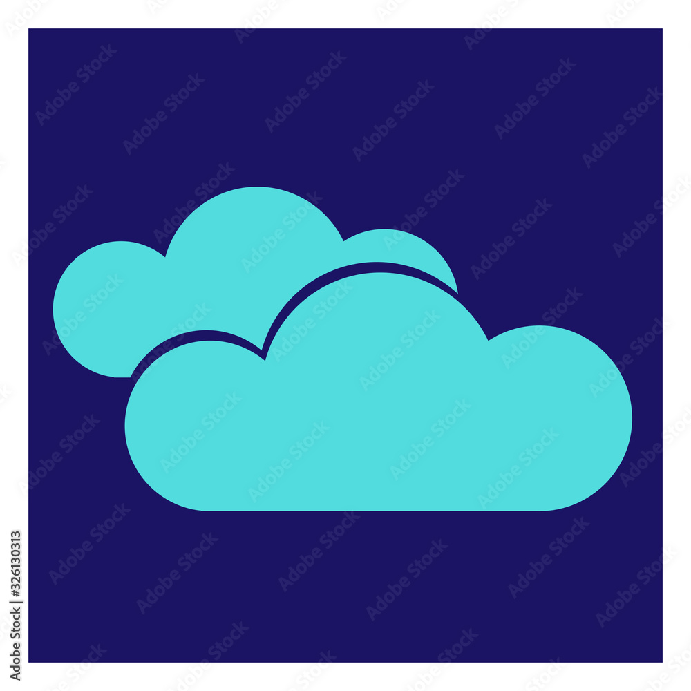 Aufkleber Modern icon illustration of clouds on blue backdrop. Blue background. Vector icon. Graphic vector art. Simple element illustration. Social media web banner.