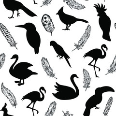 Birds , animal fashion vector seamless pattern on white background . Concept for print, wallpaper, wrapping paper 