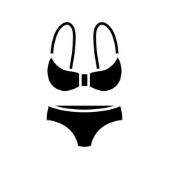 Bikini black icon, concept illustration, vector flat symbol, glyph sign.