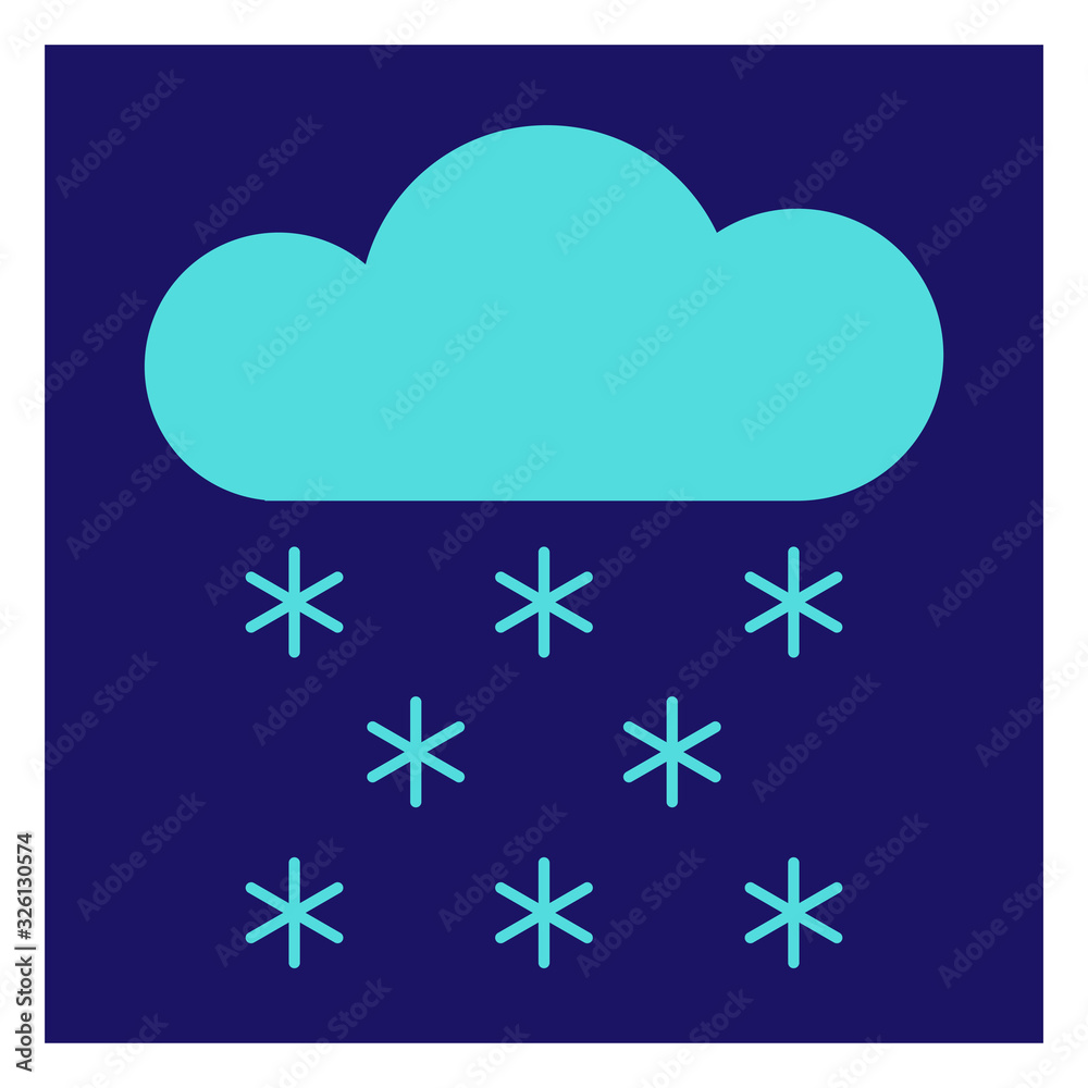 Aufkleber modern icon illustration of cloud with snow on blue backdrop. blue background. vector icon. graphic 