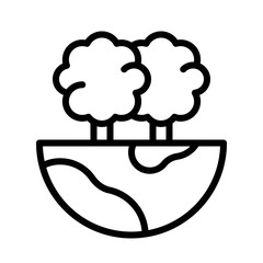 environment related tree on eart globe vector in lineal style,e,