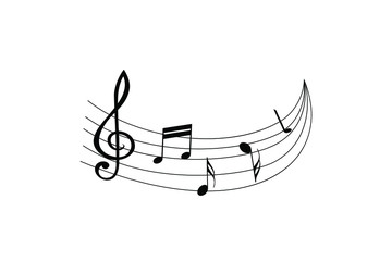 Naklejka premium Treble clef and notes symbols on the musical score