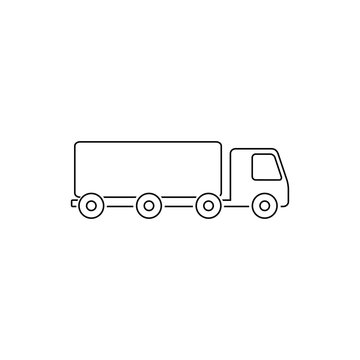 Truck trailer vector line icon. Semi lorry wagon commercial transport logistic concept. Van delivery shape sign isolated