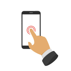 Touch Screen icon. Pointing of finger on the touch screen of the smartphone. Touching display by finger. Vector illustration in flat style. EPS 10.