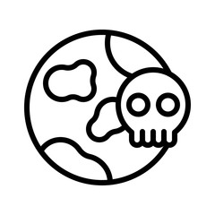 pollution related pollution earth with scary skull vector in lineal style,