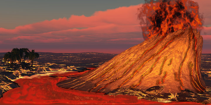 Hawaii Volcano - Plumes of smoke belch from the mouth of a newly formed volcano causing a huge eruption on the Hawaii island.