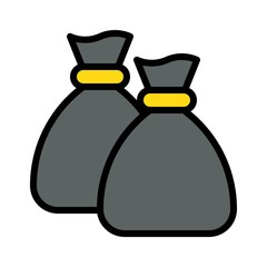 Obraz premium pollution related sacks full with garbage vector with editable stroke,