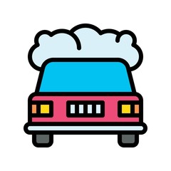 pollution related car with pollution smock vector with editable stroke,