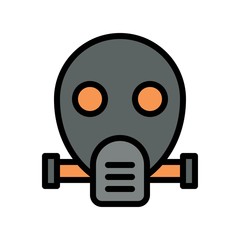 pollution related safety mask or gas mask vector with editable stroke,