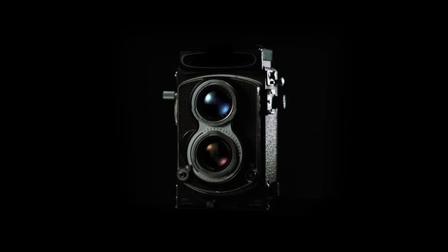 Antique video camera in dark room