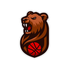 Bear head mascot logo for the Basketball team logo. vector illustration.