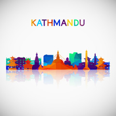 Kathmandu skyline silhouette in colorful geometric style. Symbol for your design. Vector illustration.