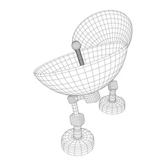 Fototapeta na wymiar Directional radio antenna with satellite dish. Astronomy radio telescope. Wireframe low poly mesh vector illustration