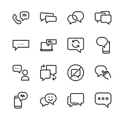 Simple set of message line vector line icons. contains icons such as conversation, SMS, notifications, group chat, and more. Editable stroke. 48x48 pixels perfect, white background