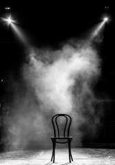 stage fog with wooden viennese chair on it