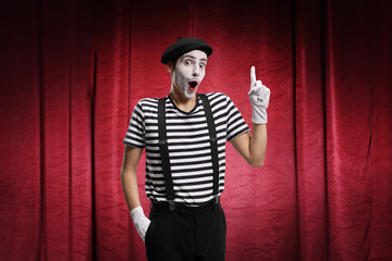 Man performing pantomime on stage