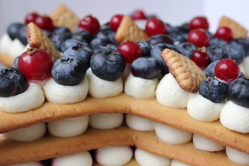 Sweet desert of colorful yummy cake for cafe