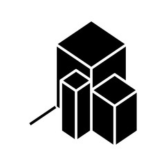 3d chart black icon, concept illustration, vector flat symbol, glyph sign.