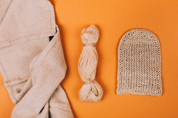 Different types of uses for hemp. Textile fiber industry. Zero waste living concept.