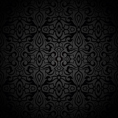 Black vintage seamless background with abstract pattern.Vector illustration