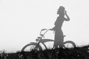 Fototapeta na wymiar shadow with bicycle