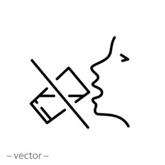 no drinking icon, do not ingest or no take into, protect from ingestion hazard, prohibited thin line web symbol on white background - editable stroke vector illustration eps10