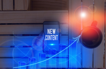 Conceptual hand writing showing New Content. Concept meaning fresh valuable and relevant...