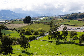 Fototapeta na wymiar Road to the Irazú Volcano, in Costa Rica, road and landscape from the viewpoint, province of Cartago, rural life, houses in the area. Photo taken on December 27, 2019