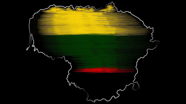 Lithuania coloring the map and flag. Motion design.