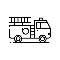 Fire truck line icon, concept sign, outline vector illustration, linear symbol.
