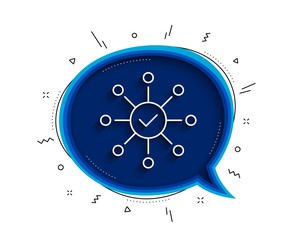 Survey check line icon. Chat bubble with shadow. Correct answer sign. Thin line survey check icon. Vector