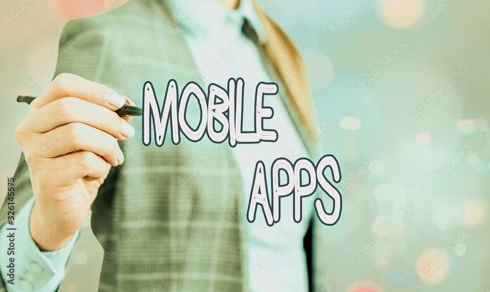 Poster conceptual hand writing showing mobile apps. concept meaning application software designed to run on