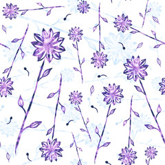 Floral seamless pattern on a white background. Floral print for fabric, for paper, for wallpaper, for notebooks. Floral print for any surface.