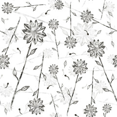 Floral seamless pattern on a white background. Floral print for fabric, for paper, for wallpaper, for notebooks. Floral print for any surface.