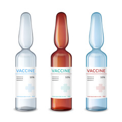 Medical glass ampoule. Vector illustration. Packing on white background