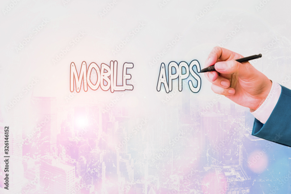 Poster conceptual hand writing showing mobile apps. concept meaning application software designed to run on