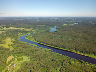 Fototapeta na wymiar Bird's-eye view of the Daugava River Valley